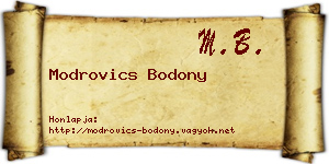 Modrovics Bodony névjegykártya